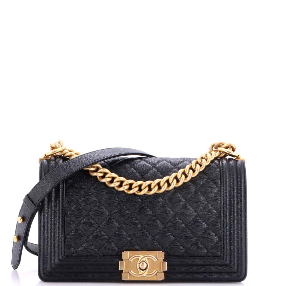 Chanel Boy Flap Bag Quilted Caviar Old #357292C46B